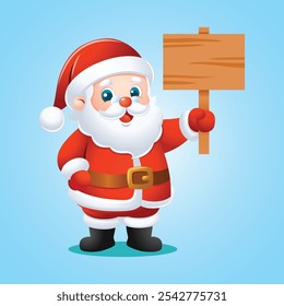 Cute Christmas Santa Claus Holding A Board