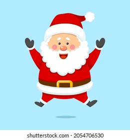 Cute Christmas Santa Claus Jumping Happily