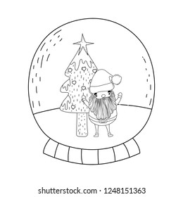 cute christmas santa claus with pine tree