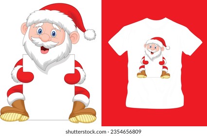 cute christmas santa claus smiling, gifts, printable, vector illustration t-shirt design editable template
