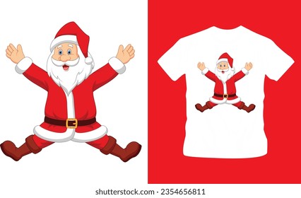 cute christmas santa claus smiling, gifts, printable, vector illustration t-shirt design editable template