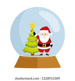 cute christmas santa claus in sphere snow