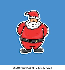 Cute christmas santa claus vector illustration design isolated in a blue background sticker style
