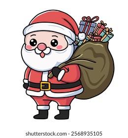 Cute Christmas Santa Hand Drawn Illustration