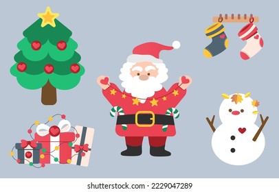 Cute christmas santa Merry Christmas concept that you can use for greeting card or gift bag and box design web banner Christmas invitation card and happy new year festival.