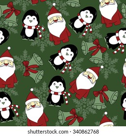 Cute Christmas Seamless Pattern Background - Vector Illustration, flat style. Endless texture. Use for wallpaper, textiles, pattern fills, web page background