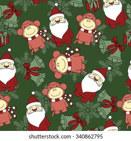 Cute Christmas Seamless Pattern Background - Vector Illustration, flat style. Endless texture. Use for wallpaper, textiles, pattern fills, web page background