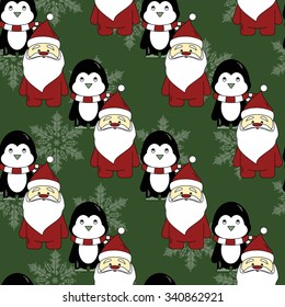 Cute Christmas Seamless Pattern Background - Vector Illustration, flat style. Endless texture. Use for wallpaper, textiles, pattern fills, web page background