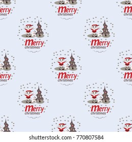 Cute Christmas Seamless Pattern Background - Vector Illustration, flat style. Endless texture. Use for wallpaper, textiles, pattern fills, web page background