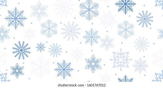 Cute Christmas seamless pattern. Colorful Snowflakes with different ornaments. Vector winter season holidays . Retro textile collection. On white background.