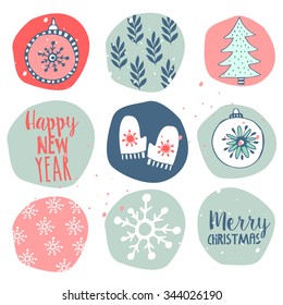 Cute christmas  seamless pattern  with cute deco  in cartoon style