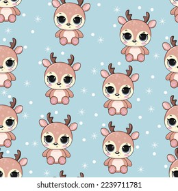 Cute Christmas seamless pattern with cute  deer