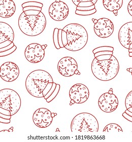 cute christmas seamless pattern with hand drawn doodles on white background for wrapping paper, textile print, wallpaper, scrapboking, stationery, packaging, etc. EPS 10