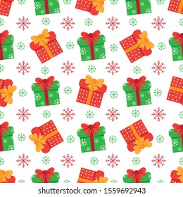 Cute Christmas seamless pattern with present boxes.