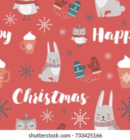 Cute Christmas seamless pattern for christmas products. Vector illustration