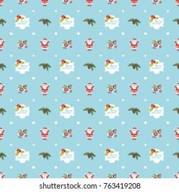 Cute Christmas seamless pattern with Santa. Vector background for wrapping paper or greeting cards