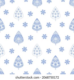 Patrón ininterrumpido de navidad, copo de nieve de árbol de navidad sobre blanco para papel textil, papel de pared y papel de envoltura