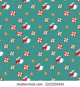 Cute christmas seamless pattern, vintage christmas style in vector. Cozy Christmas winter design for winter interior decoration, print posters, greeting cards, business banners, packaging.