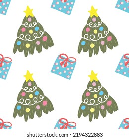 cute christmas seamless pattern for wrapping paper