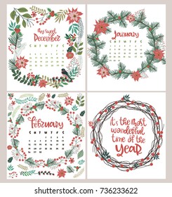 Cute Christmas set with Cards, Notes, Stickers, Labels, Tags with Winter Christmas Illustrations. Editable vector illustration