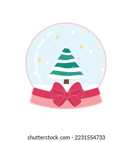 cute christmas snowglobe, vector illustration