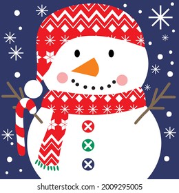 Cute christmas snowman for christmas card, gift bag or box design
