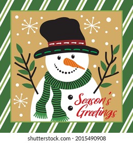 Cute christmas snowman for christmas card, gift bag or box design