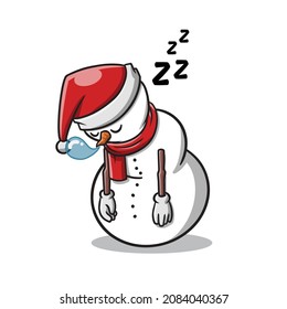 Cute Christmas Snowman Cartoon Vector Illustration