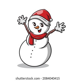 Cute Christmas Snowman Cartoon Vector Illustration