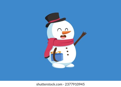 Cute Christmas Snowman Character Design Illustration