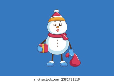 Cute Christmas Snowman Character Design Illustration