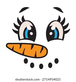 Nette Weihnachten Schneemann Gesicht Vektor Cartoon Illustration