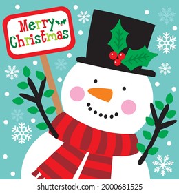 Cute christmas snowman for christmas greeting card, gift bag or box design