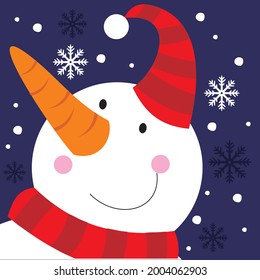Cute christmas snowman for christmas greeting card, gift bag or box design
