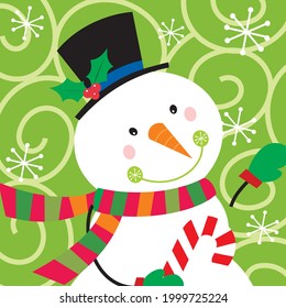 Cute christmas snowman for christmas greting card, gift bag or box design