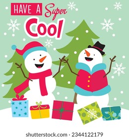 Cute Christmas Snowman in joy