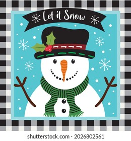 Cute christmas snowman and ornaments for christmas card, gift bag or box design