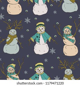 Cute Christmas Snowman Pattern Vector