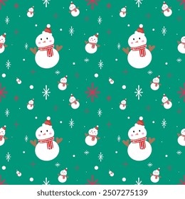 Cute Christmas Snowman Pattern Vector