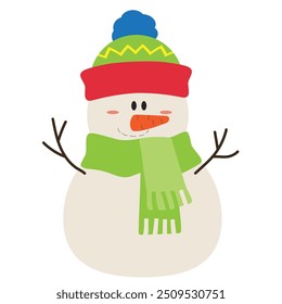 Bonito Natal boneco de neve desenho animado ilustração