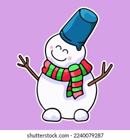 Cute Christmas snowman, vector design element, hand drawn