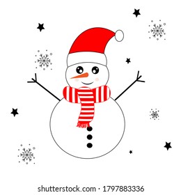 cute christmas snowman vector illustration