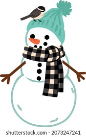 Cute Christmas Snowman Vector illustration 