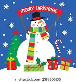 Cute Christmas Snowman vector image