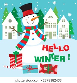 Cute Christmas Snowman vector image
