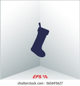 Cute Christmas Sock - vector cartoon Illustration.