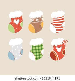 Cute Christmas socks with flat design