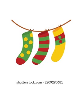 Cute Christmas Socks Gift Illustration Vector Clipart