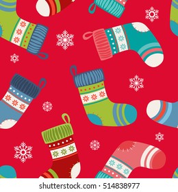 Cute Christmas Socks pattern - vector Illustration