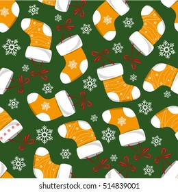 Cute Christmas Socks pattern - vector Illustration